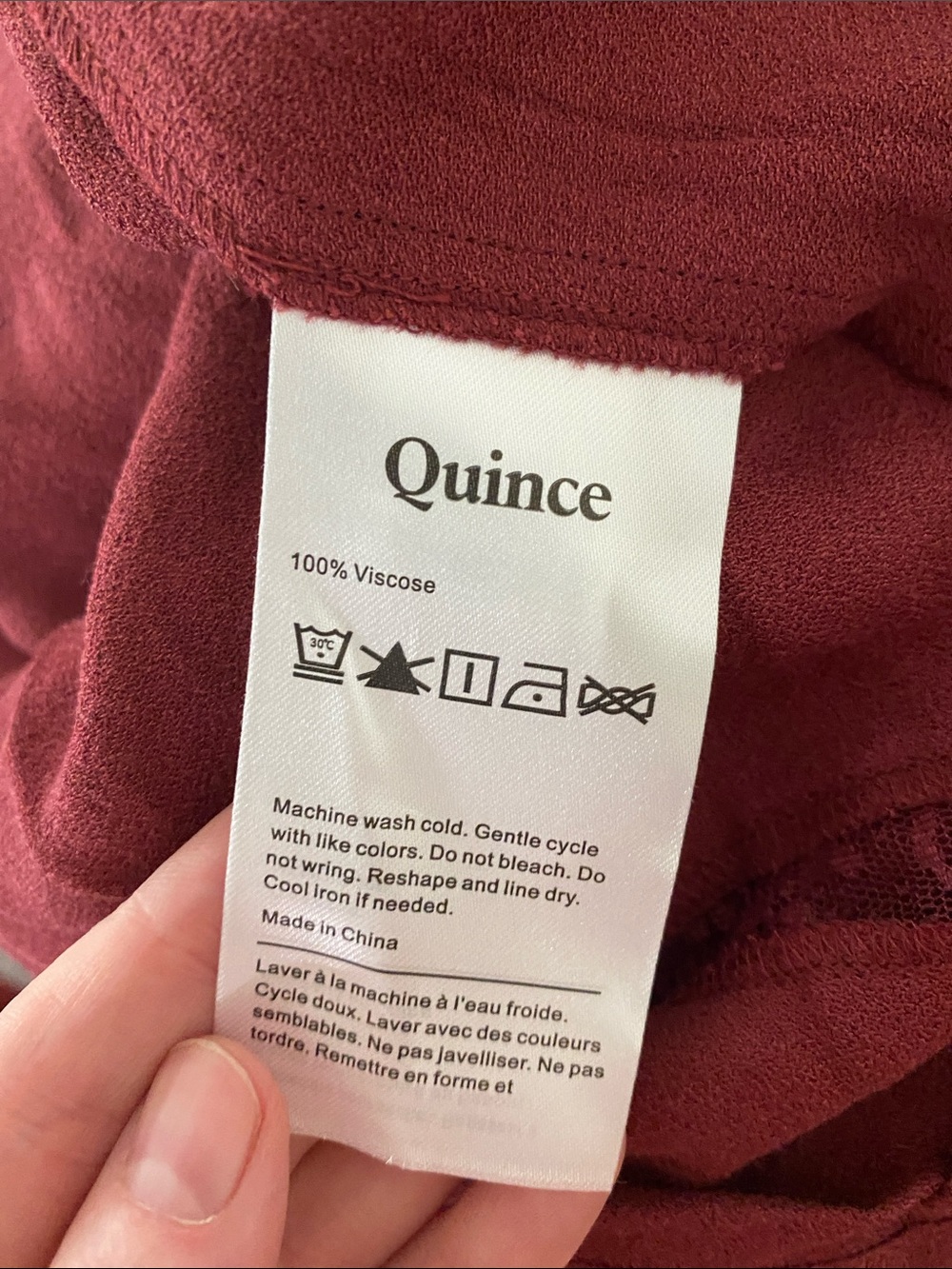Quince Women's Button-Front Midi Dress in Deep Burgundy - Picture 9 of 9